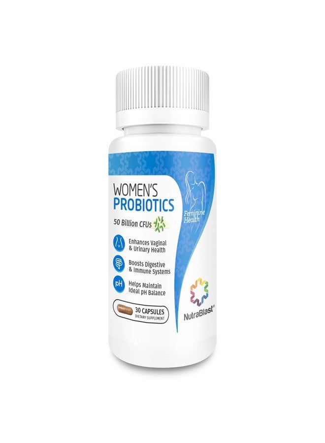 NutraBlast Vaginal Probiotics for Women Digestive, Intimate Balance, UT & Vaginal Health - 50 Billion CFU - 6 Strains, Prebiotics, Cranberry Extract & D Mannose - Womens Probiotic (30 Count) - Image 1